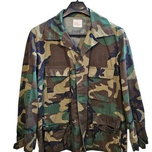Vintage US Military Woodland Camo Combat Coat Field Jacket XL Regular 8091-82